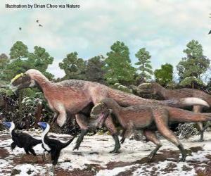 yapboz Yutyrannus ile yaklaşık 9 metre uzunluğunda olduğu bilinen tüyler ile en büyük dinozor